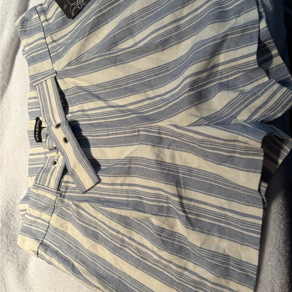New Ava & Grace Blue and Cream Striped Shorts